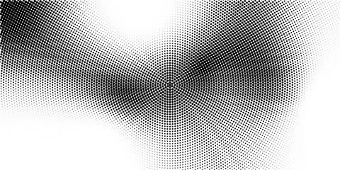 Abstract radial halftone gradient texture. Vector concentric dotted grunge background for poster, overlay, cover, card. Pixelated retro backdrop