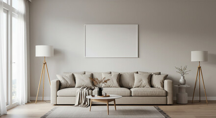 Modern living room interior with comfortable furniture and contemporary design