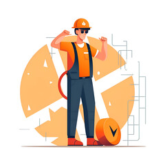 Construction Worker. Industrial Professional in Safety Gear