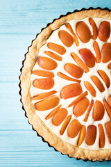 beautiful, appetizing apricot pie with cottage cheese
