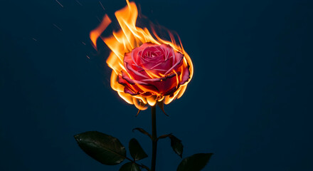 Burning Rose Dark Passion Intense Flower Fire