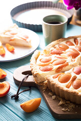 beautiful, appetizing apricot pie with cottage cheese