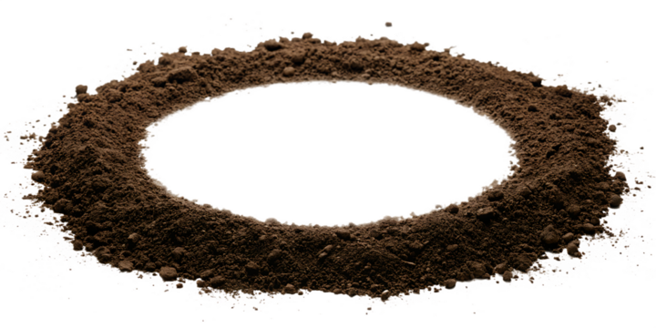 Brown dirt circle isolated on white background isolated on a transparent background.PNG