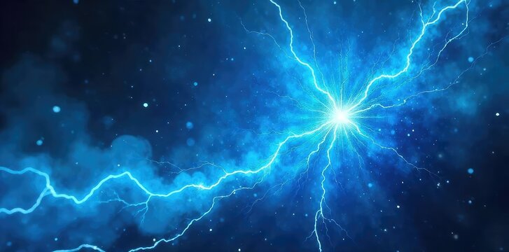 A powerful surge of vibrant, electric blue energy bursts forth, radiating strength and unstoppable force This dynamic image symbolizes raw power and fearless determination , explosion, brave