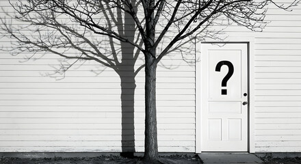 Mysterious door shadow tree unknown enigma mystery secrets