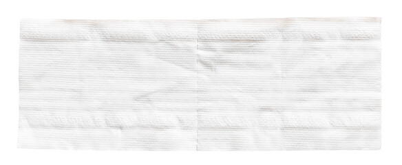 White clean toilet paper tissue isolated on transparent background. Top view of rectangular toilet tissue paper with texture pattern in hygiene and cleaning use concept.