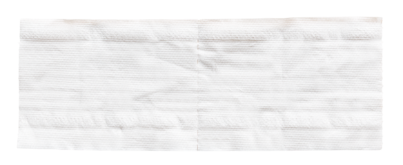 White clean toilet paper tissue isolated on transparent background. Top view of rectangular toilet tissue paper with texture pattern in hygiene and cleaning use concept.