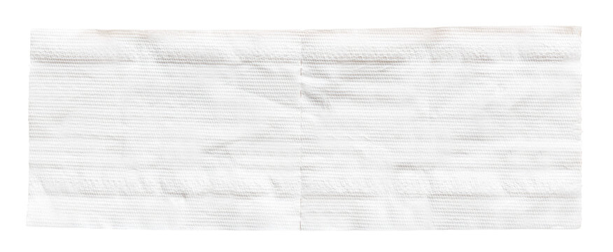 White clean toilet paper tissue isolated on transparent background. Top view of rectangular toilet tissue paper with texture pattern in hygiene and cleaning use concept.