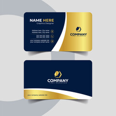Elegant Navy Blue and Gold Business Card Template for Corporate Professionals