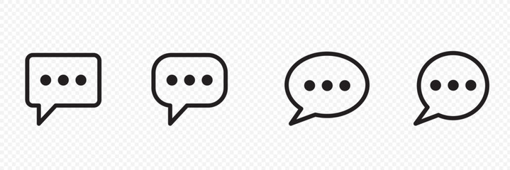 comments vector flat icon set . Chat thin line icon set. Containing speech bubble .  