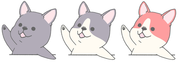 Cute French bulldog raising hand 2