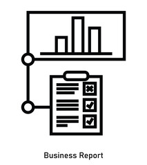 Business report icon with chart and checklist for evaluation