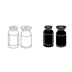 Injection Vial Bottle Vector in Symmetrical Black and White Style

