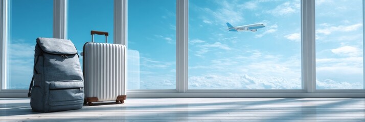 Luggage and plane, the expectation and dream of the journey