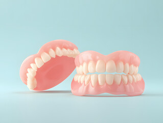 denture set on solid background.