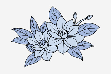 Elegant hand drawn botanical ink sketch of delicate flowers