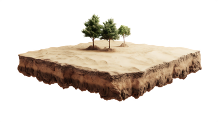   desert mesa floating island isolated on white background PNG ,ai generated