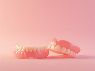 denture set on solid background.