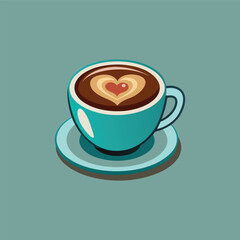 A cup of coffee with a heart on the top