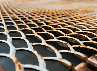 Weathered steel mesh floor