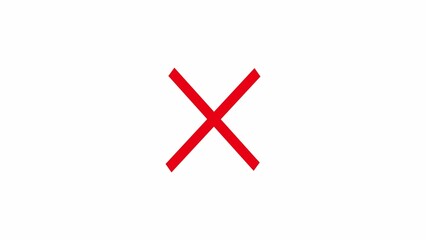 Red X Mark on White Background Simple Graphic Symbol