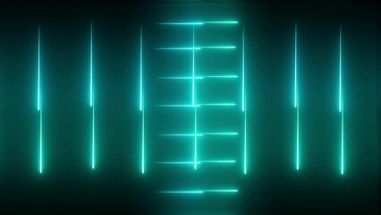 Teal Neon Light Lines on Dark Background Abstract Digital Illustration