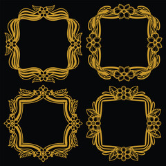 Illustrative Floral Borders Decorative Collection Premium Imagery