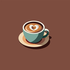 A cup of coffee with a heart on the top