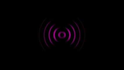 Concentric Purple Sound Wave Silhouette on Black Background