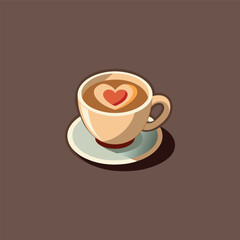 A cup of coffee with a heart on the top