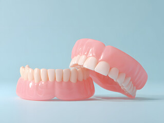 denture set on solid background.