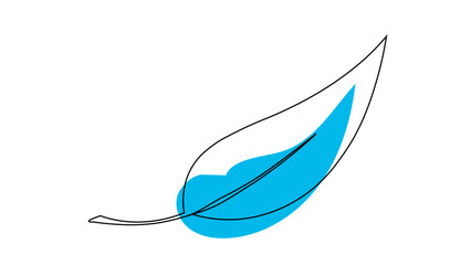 Leaf design featuring blue droplet symbolizing nature and purity with a minimalist approach to modern art