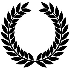 Black laurel wreath symbol representing victory achievement and excellence