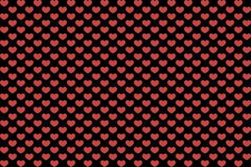 Red Heart Pattern on Black Background – Seamless Vector Design