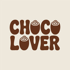 Brown Choco Lover Text with Chocolate Icons typography