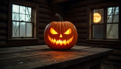 Obraz premium Group of Jack-O-lanterns on stairs in front of house, Halloween decoration, Halloween Pumpkins, created with generative ai