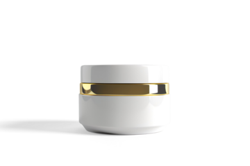 Floating Cosmetic Jar and Tube on a transparent background