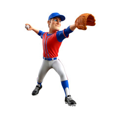 Naklejka premium Dynamic Baseball Pitcher in Action: A Thrilling 3D Render of a Powerful Throw