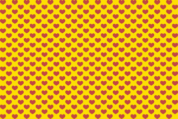 Red Heart Pattern on Yellow Background – Seamless Vector Design
