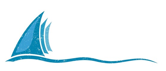 The symbol of blue sailing vessel in sea.  © designer_an