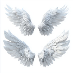 Pair of Elegant White Angel Wings , PNG isolated cut out image