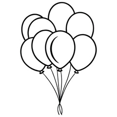 Simple Line Art Illustration: Black Balloons Bunch, Celebration, Festive, Joyful Mood