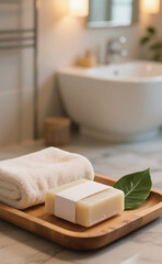 bar soap on wooden tray 1