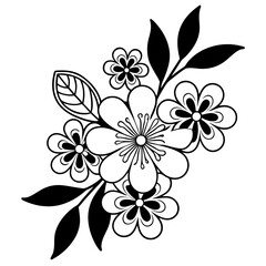 Black and White Floral Vector Illustration Design Element