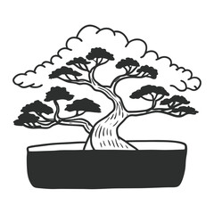 Fototapeta premium Bonsai Tree Vector Illustration Potted Plant Design Element
