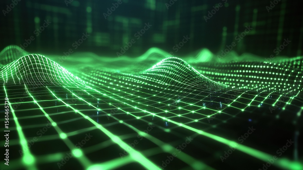 Poster virtual fractal realms with dynamic energy patterns in a technology-inspired space background