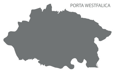 Porta Westfalica city map with boroughs grey illustration silhouette shape