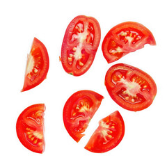 Sliced red tomatoes isolated on transparent background