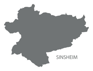 Sinsheim city map with boroughs grey illustration silhouette shape
