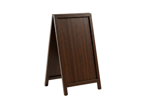 Elegant wooden sandwich board stands ready for displaying your menu or message, with a clean modern design perfect for promotions